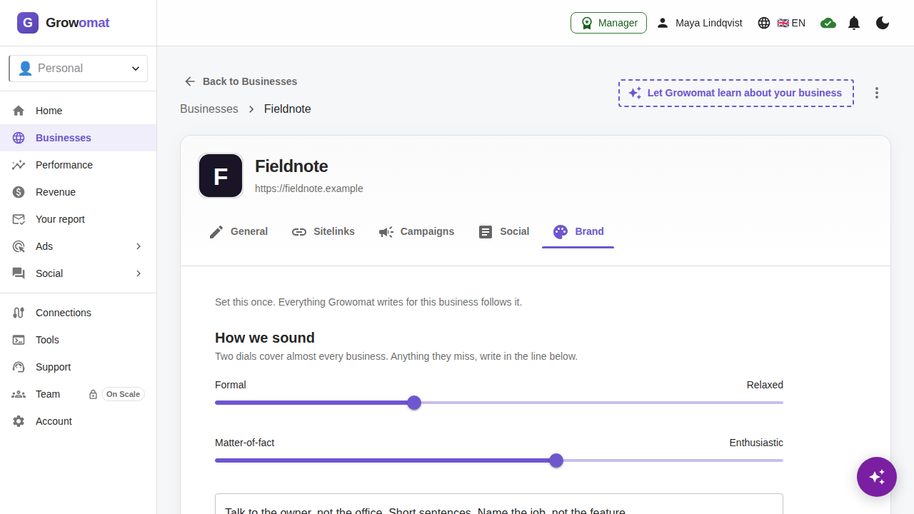 The custom instructions screen: the instructions behind your drafts, open for editing